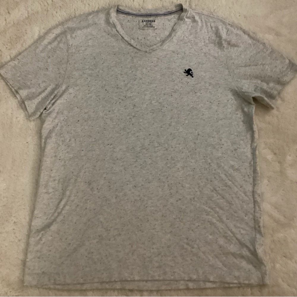 Express Men’s Tee Light Gray Speckled V-Neck T-Shirt Size XL